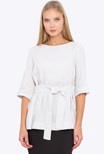 Летняя льняная блузка с поясом Emka b 2235/talifa