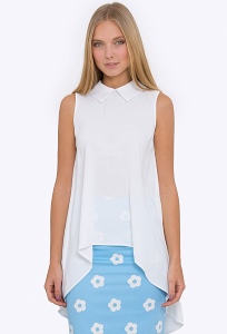 Купить белую блузку с асимметричным низом Emka b 2246/anet в интернет-магазине недорого