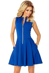 Синее платье с длинной молнией спереди Numoco 123-1