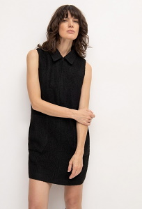 Чёрное твидовое платье без рукавов Emka PL1220/ricota