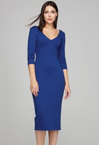 Синее платье с рукавом три четверти Donna Saggia DSP-296-37t
