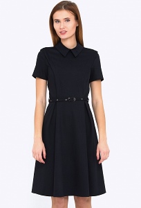 Стильное чёрное платье с воротником Emka PL-500-1/modesta