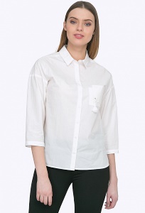 Женская хлопковая рубашка белого цвета Emka B2289/ronda