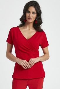 Красная блузка с v-образным вырезом Enny 250081