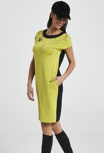 Чёрно-зеленое летнее платье Enny 250034