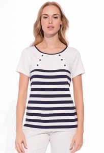 Белая блузка в синюю полоску Sunwear W50-3