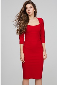 Красное платье-футляр с рукавом три четверти Donna Saggia DSP-294-29t