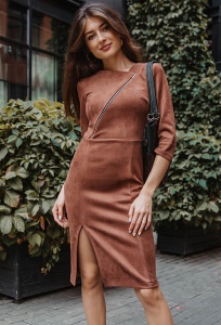 Замшевое платье кофейного цвета Donna Saggia DSP-396-26t