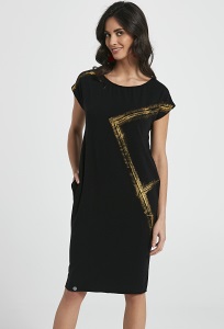 Чёрное трикотажное платье с золотым напылением Enny 250046