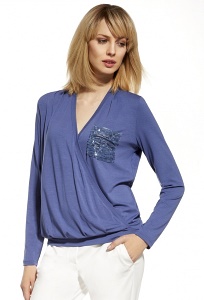 Синяя летняя блузка с запАхом Enny 230087