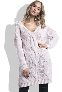 Длинный розовый свитер Fimfi I232