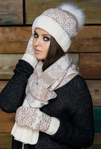 Комплект шапка + шарф + варежки SuperShapka Snowflake