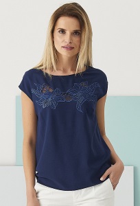 Тёмно-синяя блузка с коротким рукавом Sunwear Q02-2-30