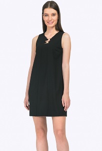 Короткое чёрное платье без рукавов Emka PL781/koma