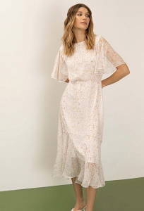 Платье молочного цвета с цветочным принтом Emka PL1141/sadama