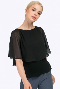 Чёрная женская блузка с пелериной Emka B2317/brina