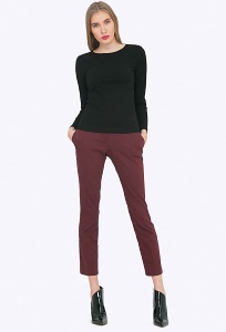 Зауженные женские брюки бордового цвета Emka D051/okelaniya