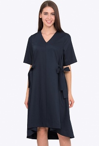 Летнее свободное платье тёмно-синего цвета Emka PL-608/shelbi
