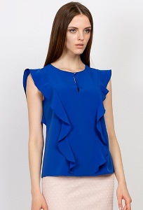 Синяя блузка с жабо Emka Fashion b 2145/hailey