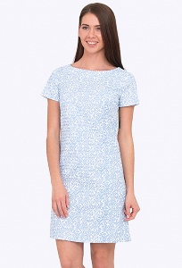 Бело-голубое платье прямого кроя Emka PL-522/trishna