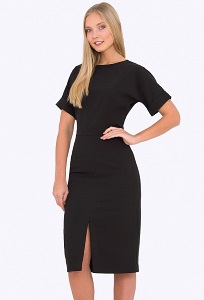 Чёрное платье с цельнокроеными рукавами PL-593/geneve