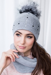 Комплект женская шапка с помпон и снуд Veilo 70.20S