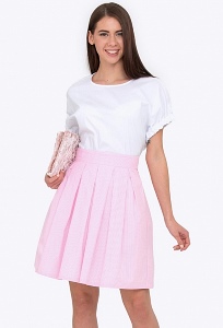 Расклешенная юбка в розовую клетку Emka 692/elizabeth