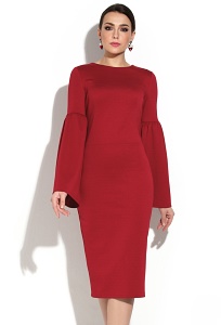 Вишневое платье с широким рукавом Donna Saggia DSP-260-77t