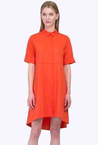 Летнее оранжевое платье с асимметричным низом Emka PL592/gato