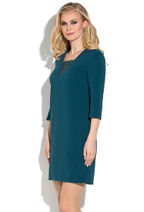 Бирюзовое платье с кружевным вырезом Donna Saggia DSP-266-77