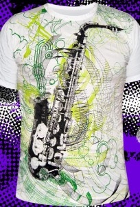 Белая мужская футболка Saxophone