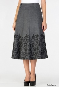 Серая юбка с черным орнаментом Emka Fashion 435-nelly