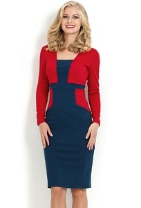 Красно-синее платье-футляр Donna Saggia DSP-170-29t