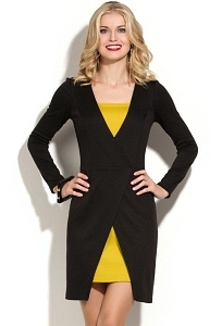 Эффектное черно-жёлтое платье Donna Saggia DSP-172-54t