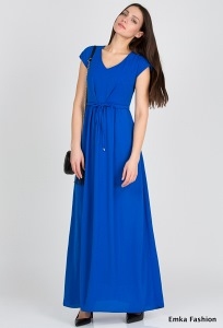 Длинное синее платье Emka Fashion PL-414/kelly