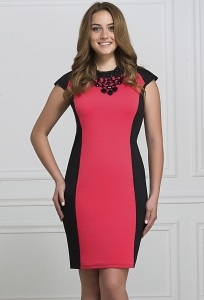 Чёрно-коралловое платье Rosa Blanco 3009