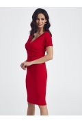 Красное платье из фактурного трикотажа Enny 250082