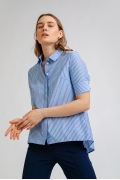 Голубая блузка в полоску с коротким рукавом Emka B2394/ozone