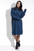 Тёмно-сине вязанное платье оверсайз Fimfi I215