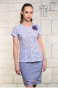 Голубая женская рубашка в полоску Issi 171170