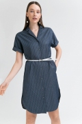 Платье с ремнем темно-синего цвета Emka PL770/mitina