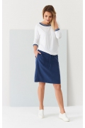 Тёмно-синяя юбка из материала тенсель Sunwear QC403-3