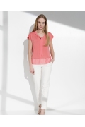 Летняя коралловая блузка оригинального кроя Sunwear I41-2