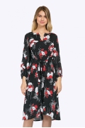 Чёрное летнее платье с ярким цветочным принтом Emka PL834/artiste
