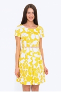 Летнее бело-жёлтое платье из льна Emka PL-498/aksiniya