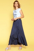Длинная синяя юбка из трикотажа Zaps Halie