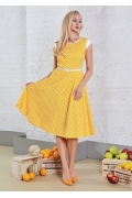 Летнее жёлтое платье из хлопка TopDesign A8 082