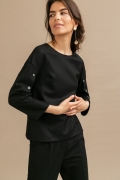 Чёрная блузка с пуговицами по рукаву Emka B2454/milena