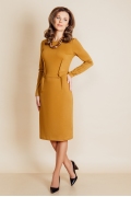 Платье горчичного цвета с длинным рукавом TopDesign B6 051