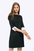 Чёрное платье с белыми манжетами на рукавах Emka PL764/rudeni